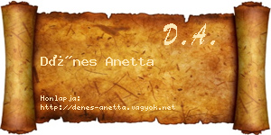 Dénes Anetta névjegykártya